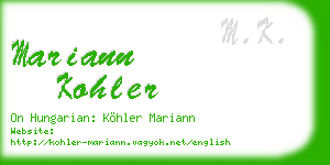 mariann kohler business card