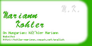 mariann kohler business card
